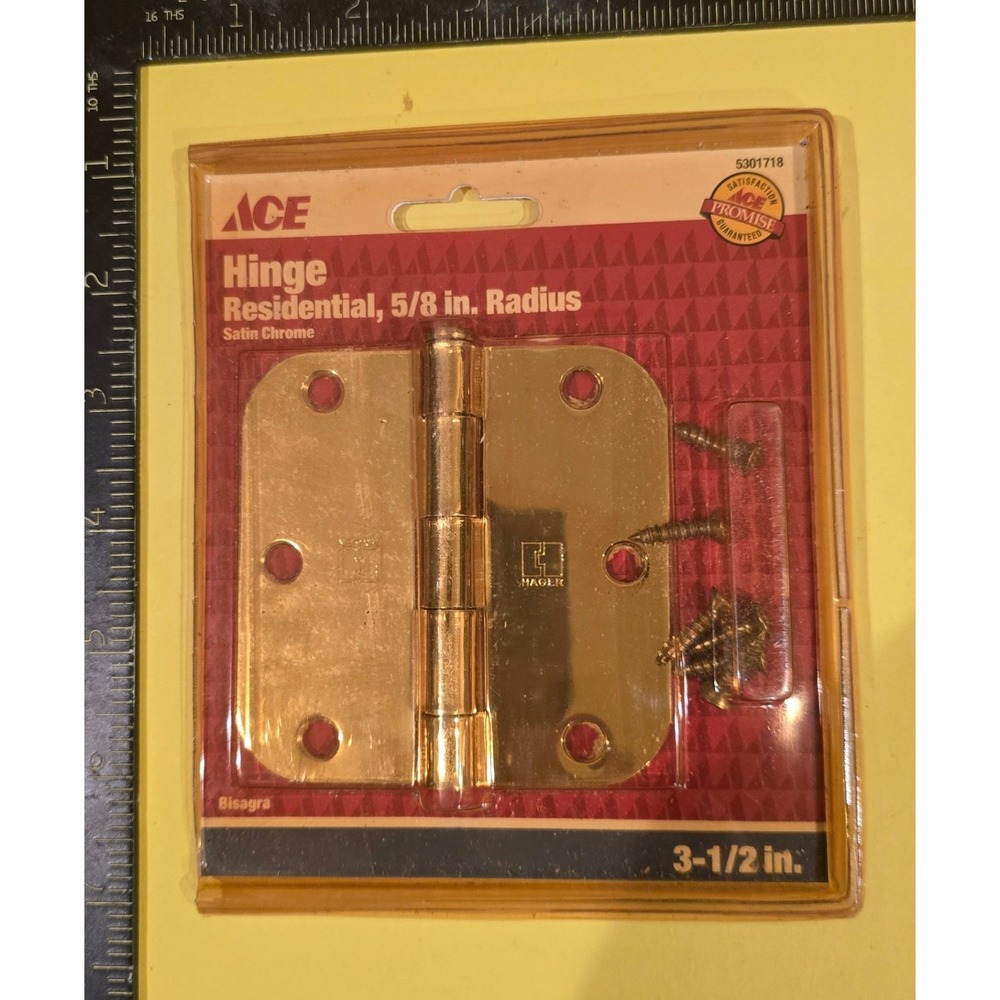 Ace Residential Hinge 3-1/2 in. Brass Satin Chrome 5/8 in. Radius‎ 5301718 NEW
